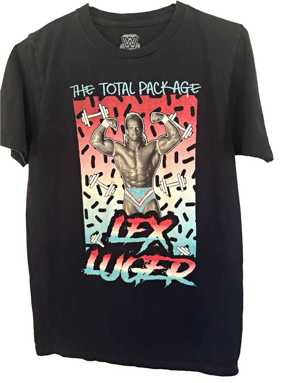 WWE Lex Luger The Total Package Graphic Logo Tee Black Cotton Men's S